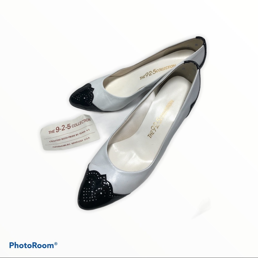 925 collection wing tip heels 6 leather USA made